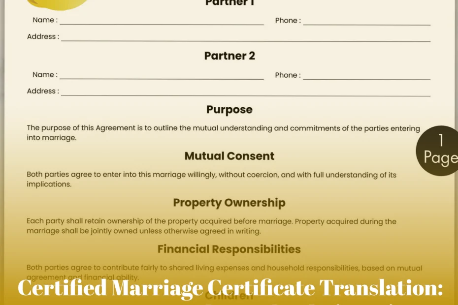 Certified Marriage Certificate Translation